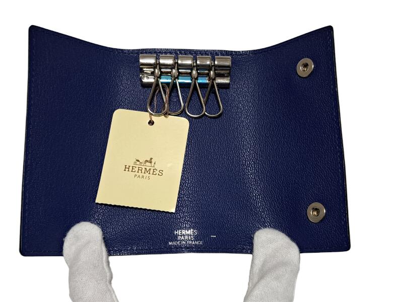 楽天市場】未使用 エルメス キーケース リザード ブルーサフィール 4連