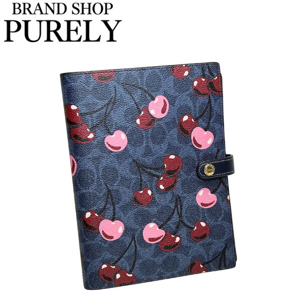 COACH チェリー さくらんぼ シグネチャー ノートブック 手帳カバー 青