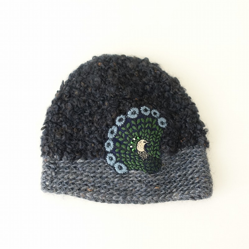 ミナペルホネン×ヒトミシノヤマ ニット帽 【Peacock】クリーニング済