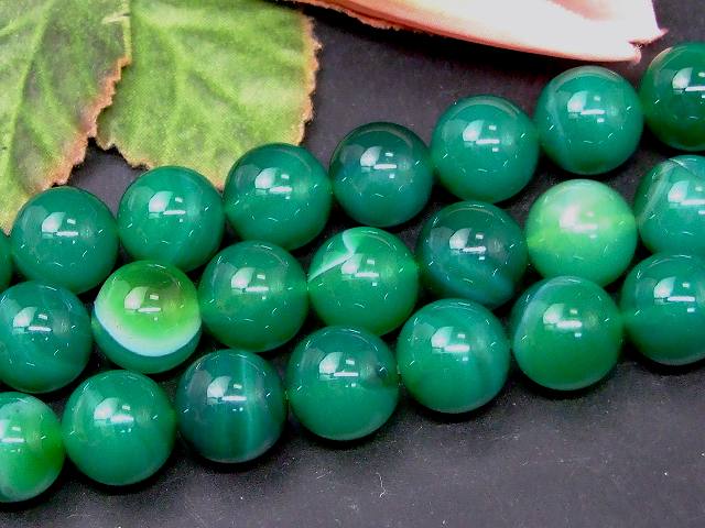 楽天市場】g3-996K 14mm グリーン縞瑪瑙 メノウ アゲート 1連38cm 通し