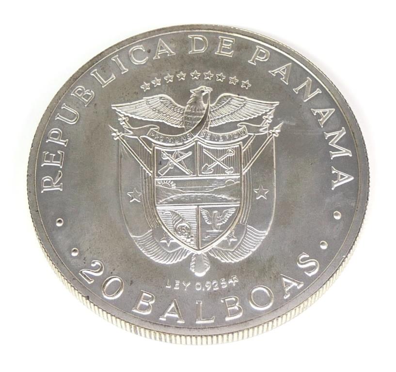 パナマ 1973 20バルボア銀貨 プルーフ Simon Bolivar □1960 1973年