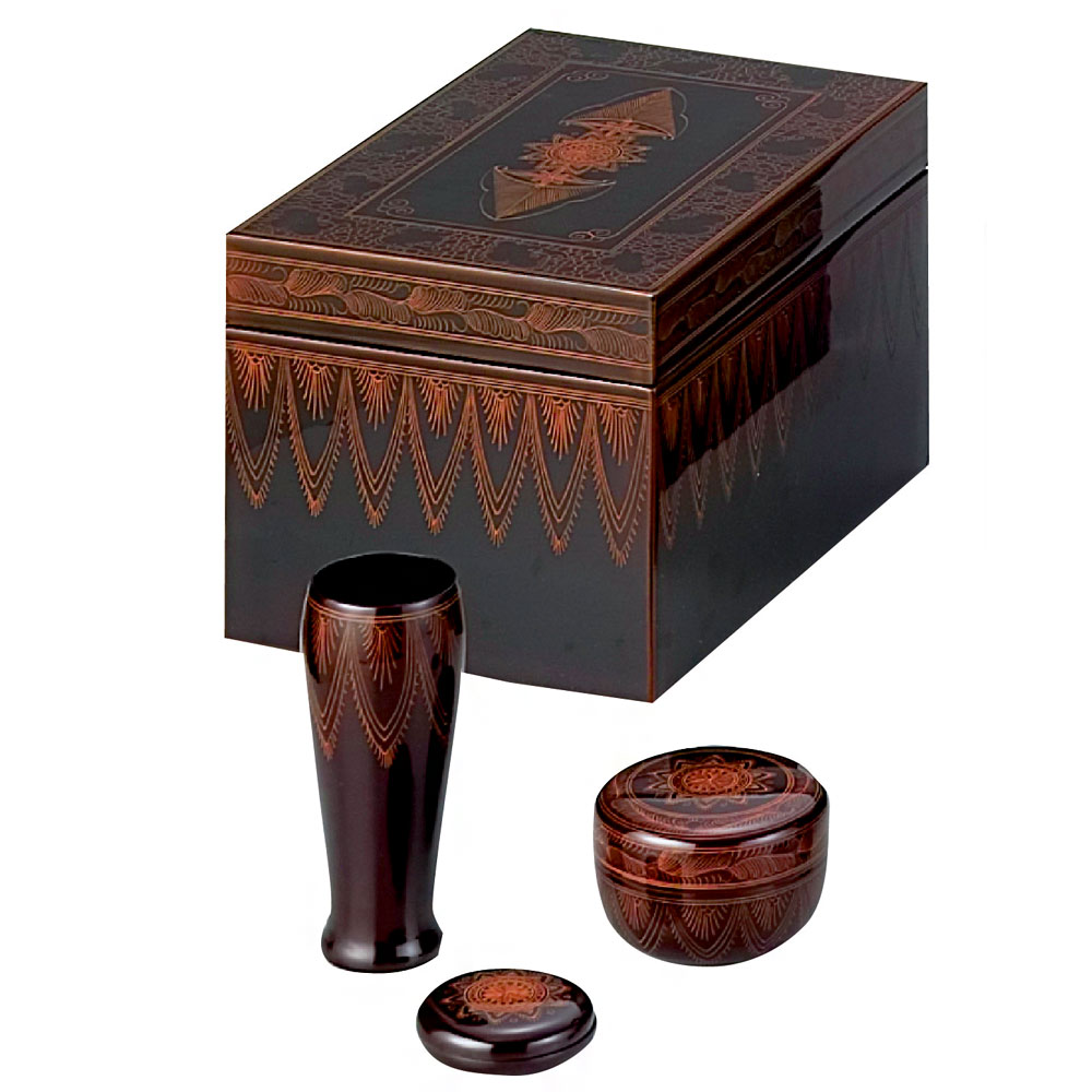 ◇茶道具【桑茶箱】小棗、香合、茶筅筒がついています！ 蝋が