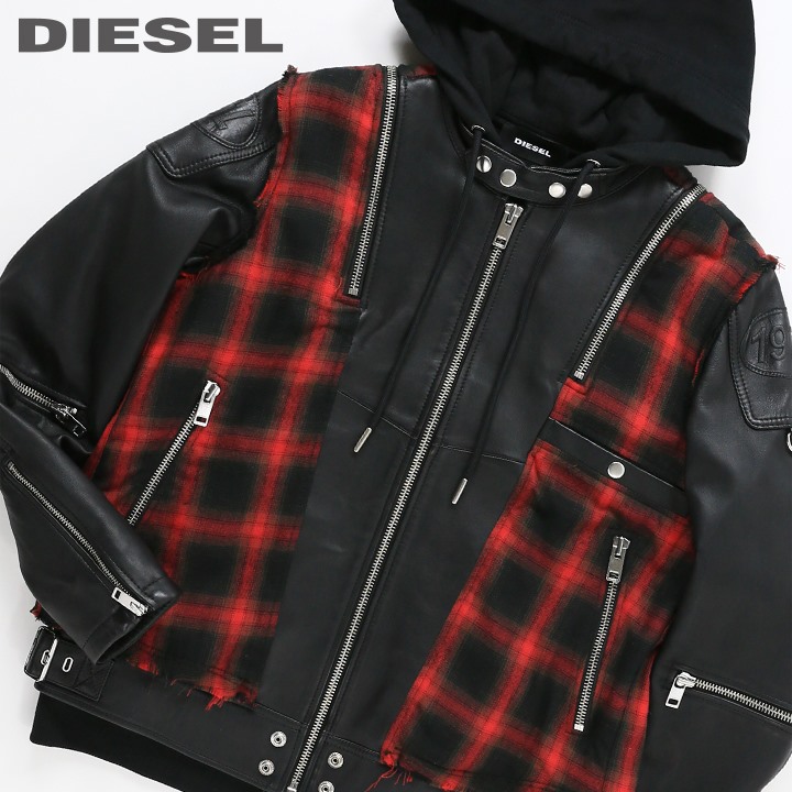 楽天市場】□DIESEL ディーゼル メンズ□羊革 本革 チェック柄 ダブル