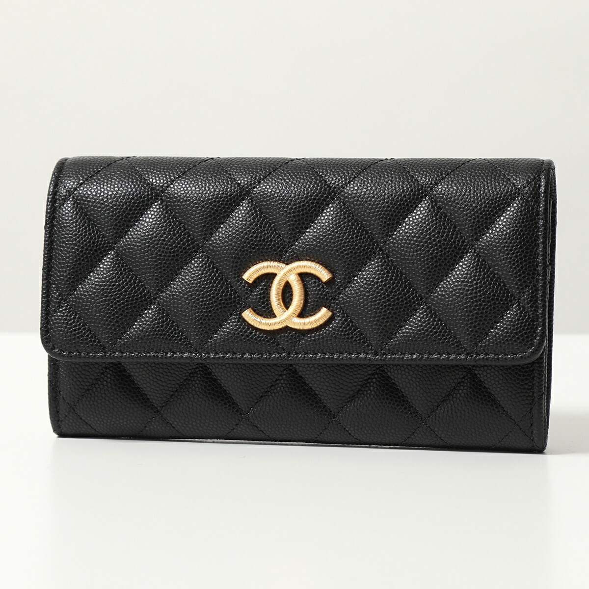 ☆未使用品☆CHANEL キャビアスキン 二つ折り長財布 マトラッセ ピンク