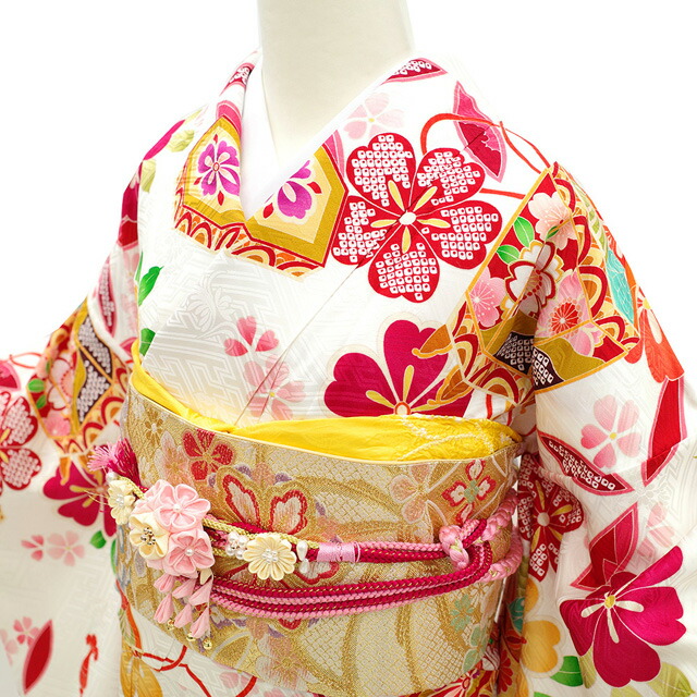 楽天市場】【新品】 振袖 着物 正絹 袷 金駒刺繍 金彩加工 白地 貝桶