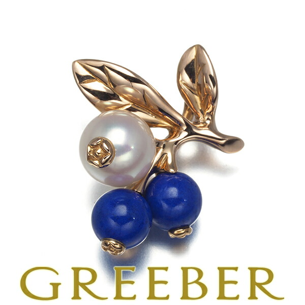 ミキモト ブローチ パール 真珠 5.8mm リーフ リース サークル K18YG