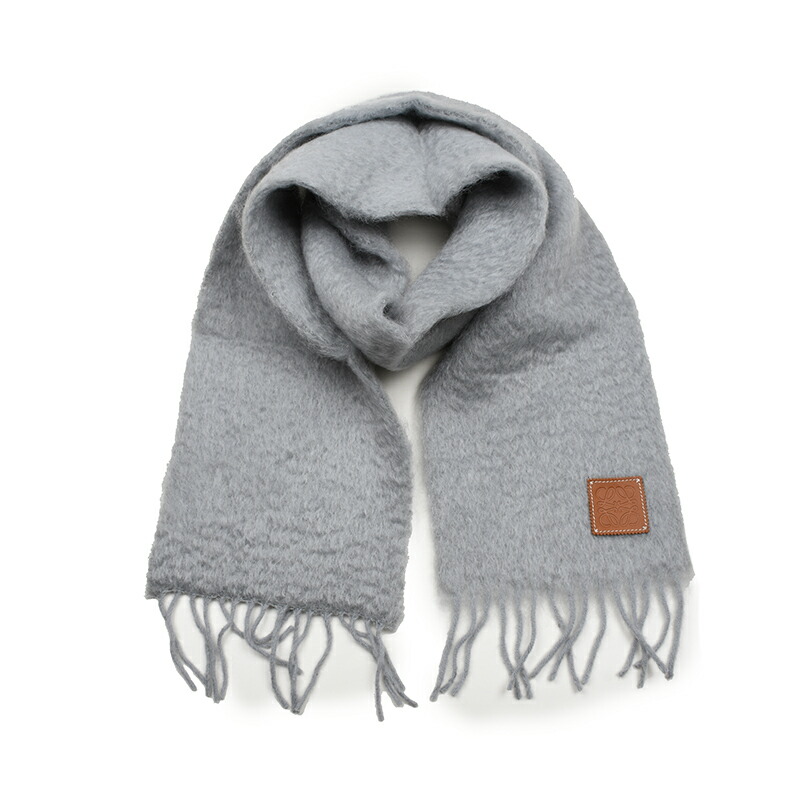 LOEWE グレー マフラー ウール モヘア