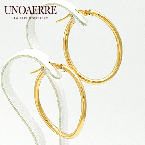 楽天市場】☆ウノアエレ【UNOAERRE】K18イエローゴールド フープピアス
