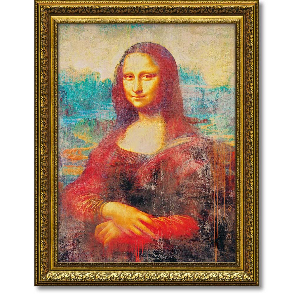 気まぐれセール レオナルド・ダヴィンチ 絵画 モナリザ 丸額 花付き