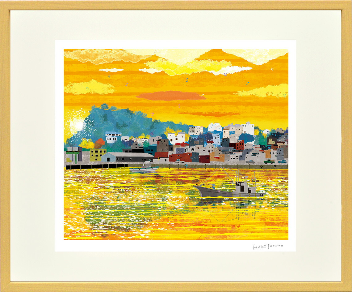 銀杏と御社橋 油絵 額縁付き 銀杏と御社橋 油絵 額縁付き