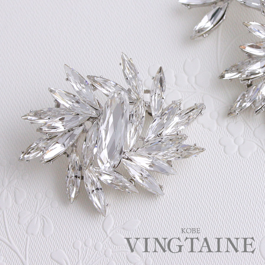 楽天市場】ブローチ クリスタル リーフデザイン カットクリスタル