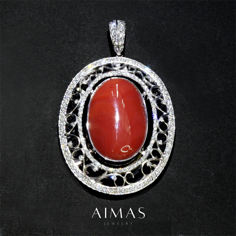 インディアンジュエリー真っ赤な赤珊瑚ペンダントピンブローチ