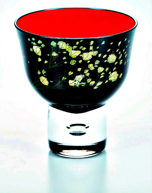 楽天市場】会津塗 漆芸ガラスぐい呑み かすみ草 黒内朱《酒器として