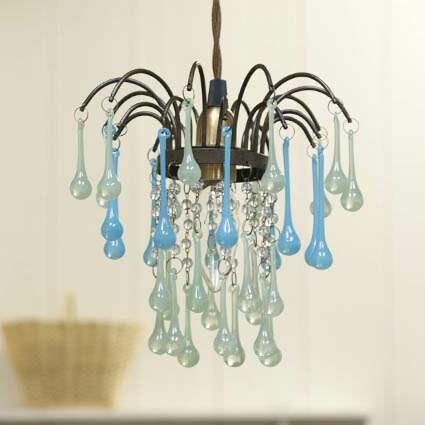 ミニシャンデリア 1920年 フランスアンティーク ブルードロップ ミニ