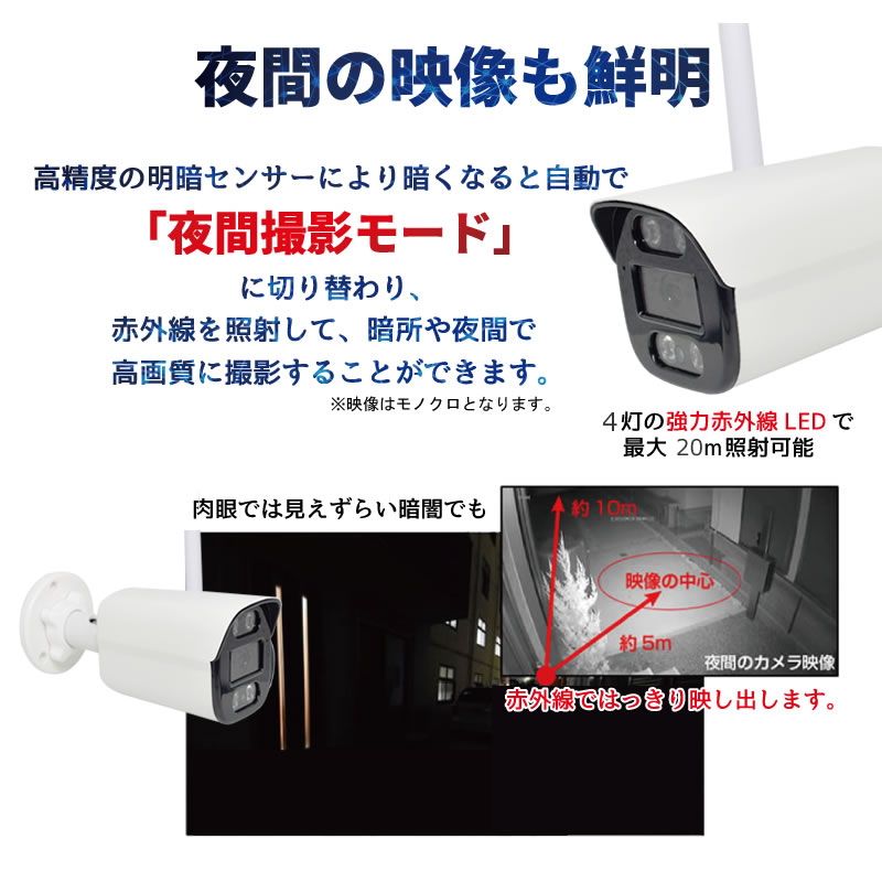 楽天市場】防犯カメラ ワイヤレス 屋外 500万画素 マイク内蔵 2台