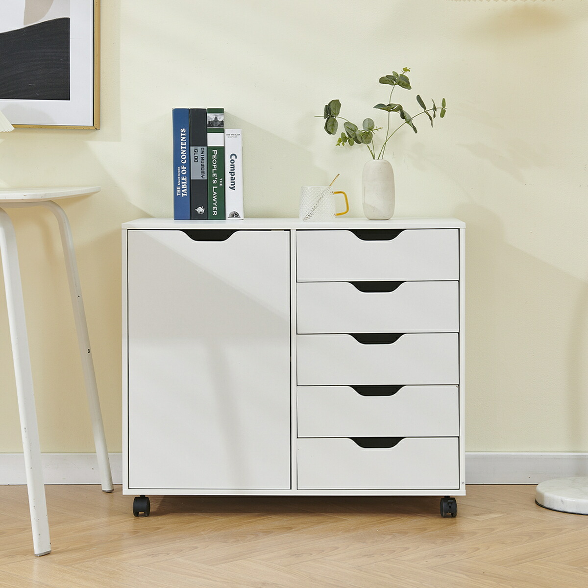 楽天市場】送料無料 サイドワゴン 5杯引き出し オフィスワゴン 扉付き