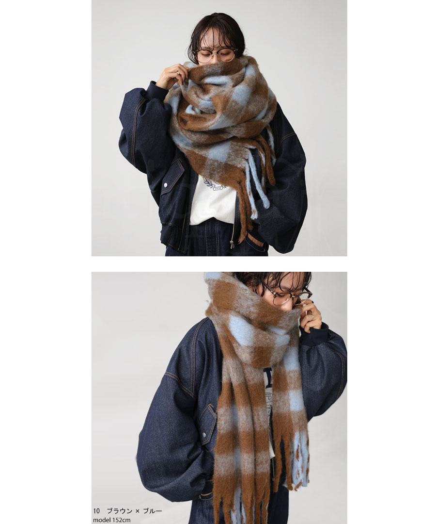 楽天市場】マフラー レディース ストール チェック柄 柄 フリンジ・再