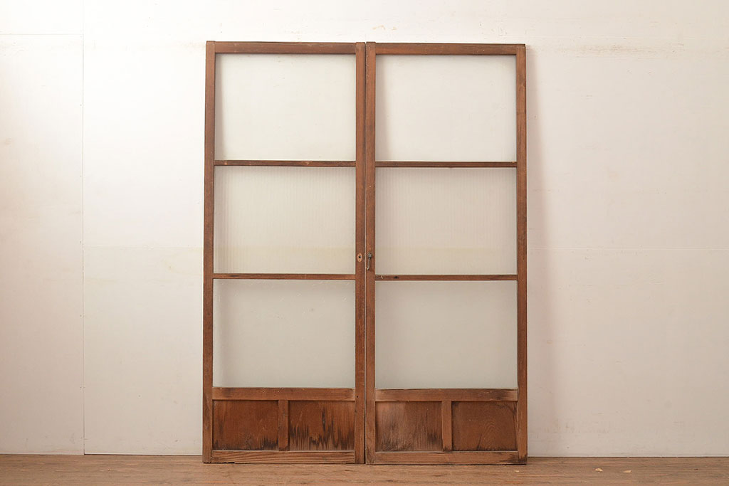 楽天市場】▽現状販売▽ アンティーク建具 ガラス戸 2枚 セット モール