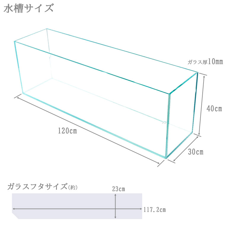 ガラス水槽 サンプル品特売！ 120CM W120×D45×H45 厚み10mm 水槽 120cm