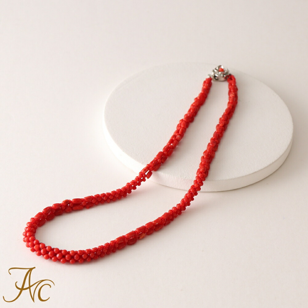 楽天市場】≪1年保証付き≫地中海産赤珊瑚 シルバー 編み込み