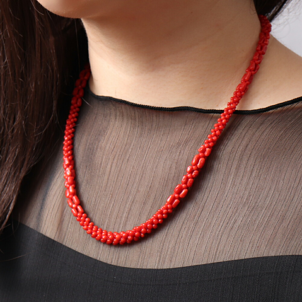 楽天市場】≪1年保証付き≫地中海産赤珊瑚 シルバー 編み込み