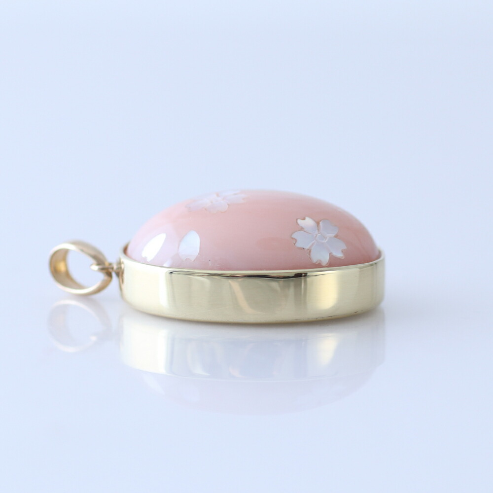 楽天市場】≪1年保証付き≫ 本ボケ珊瑚 桜 象嵌入りK18ペンダント