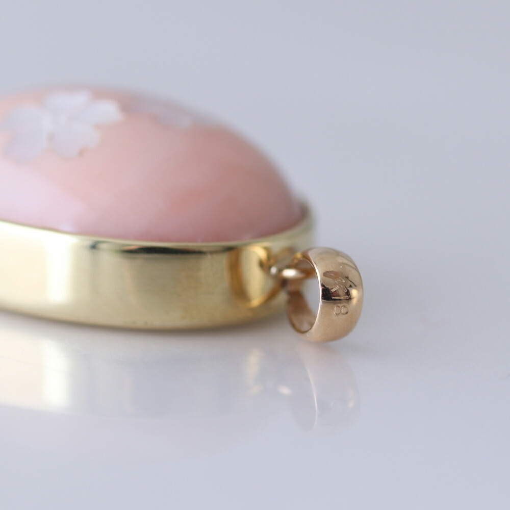 楽天市場】≪1年保証付き≫ 本ボケ珊瑚 桜 象嵌入りK18ペンダント