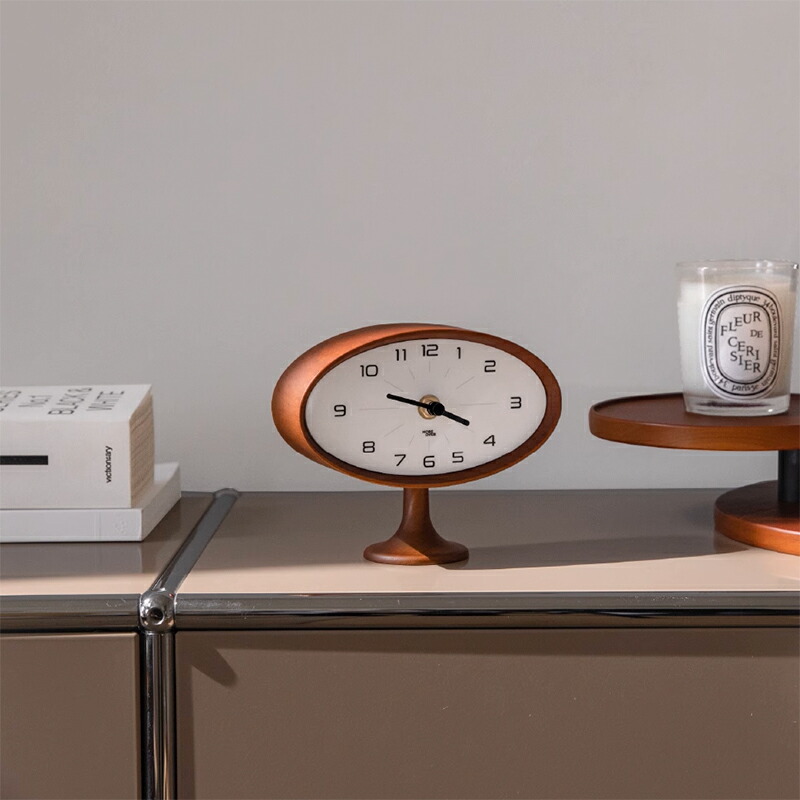 スペースエイジデザイン 天然木 テーブルクロック 置き時計 静音【ART