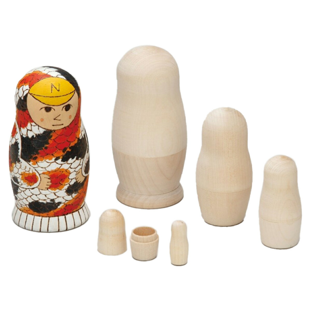楽天市場】白木のマトリョーシカ 11cm 5体(4体入れ子) 約78g 無着色