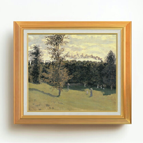 アンティーク】額縁 額装 絵画 大きめ 木枠 風景画 草木 山 川 田舎