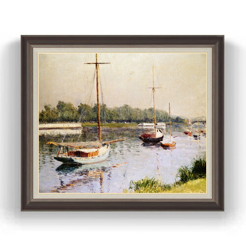 W. Chan 油彩画 船と港の風景 W. Chan 油彩画 船と港の風景