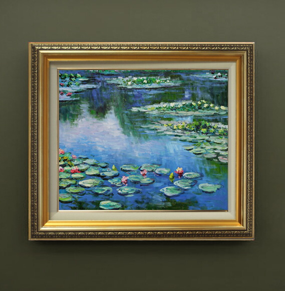 絵画 インテリア 絵 額付 (薄青緑) 油絵 F3-G172023 風景祈り 絵画