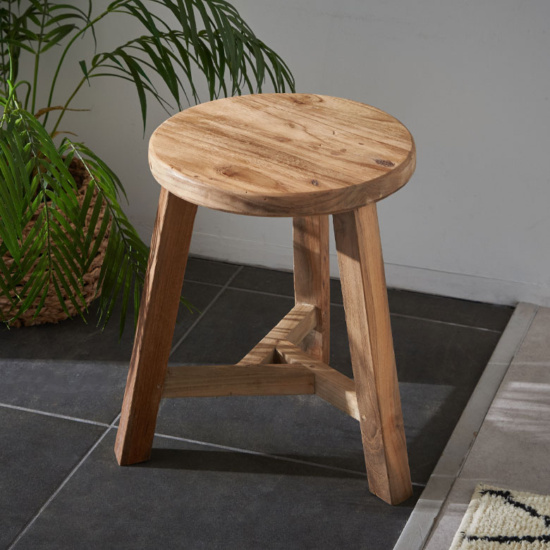 無垢材スツール　アジアンスタイル　② アジアン家具 スツール ナチュラル (全8種類)直径31cm マンゴーウッド