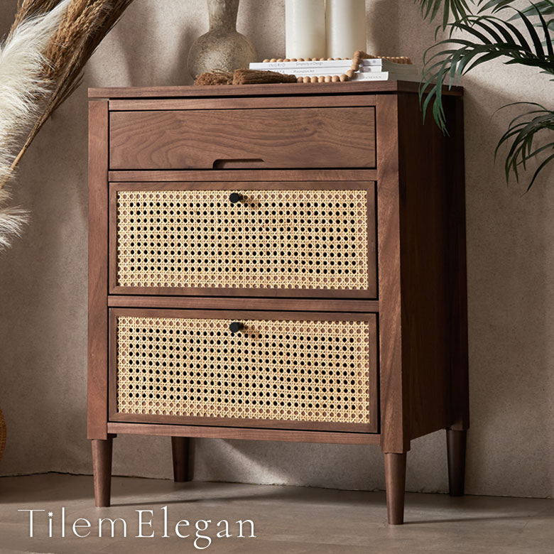 3段 チェスト 幅80.5×奥行36.5×高さ90㎝ 収納棚 籐 ラタン マルチ収納