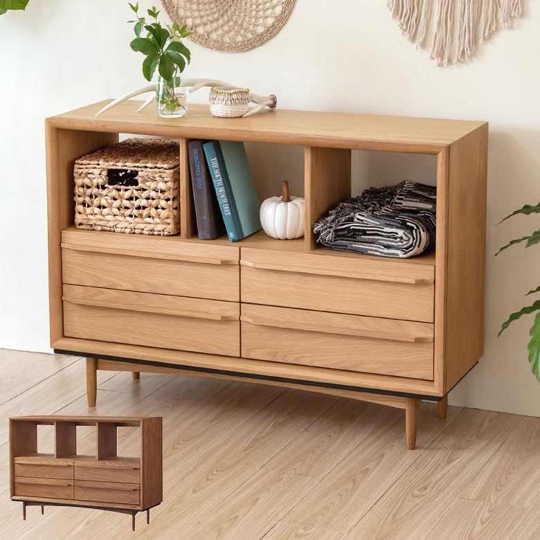 楽天市場】チェスト 木製 引き出し 4杯 オープンタイプ W 100 × D 34