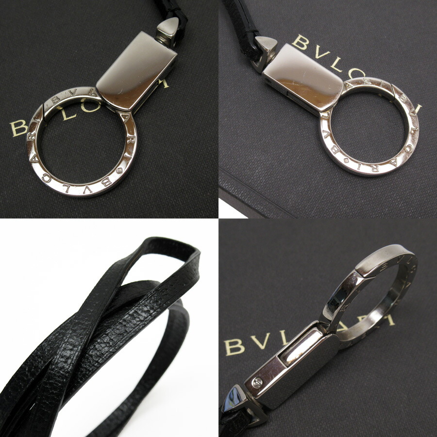 ブルガリ 首かけストラップ ブルガリブルガリ レザー ブラック
