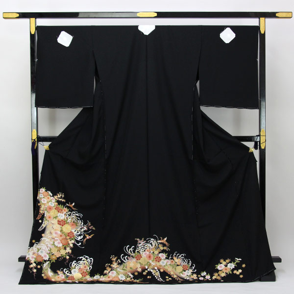 楽天市場】着物 京友禅 黒留袖 金駒刺繍 金彩金駒刺繍加工 乱菊に鶴