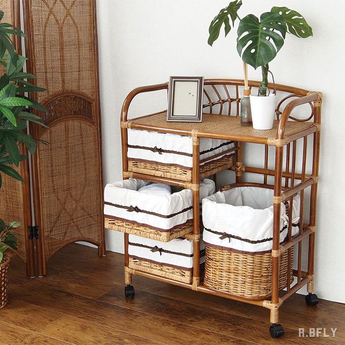 楽天市場】ランドリー ワゴン サニタリー ラック チェスト 収納 籐