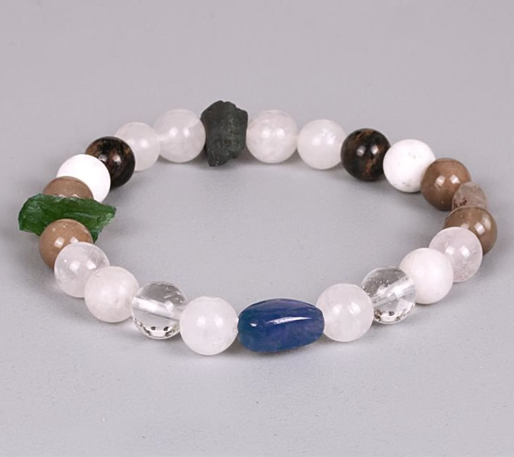 フェナカイト&ポルーサイト S925ブレスレット フェナカイトの