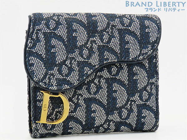 Dior 二つ折り財布 ネイビー/ホワイト Dior ディオール 二つ折り財布