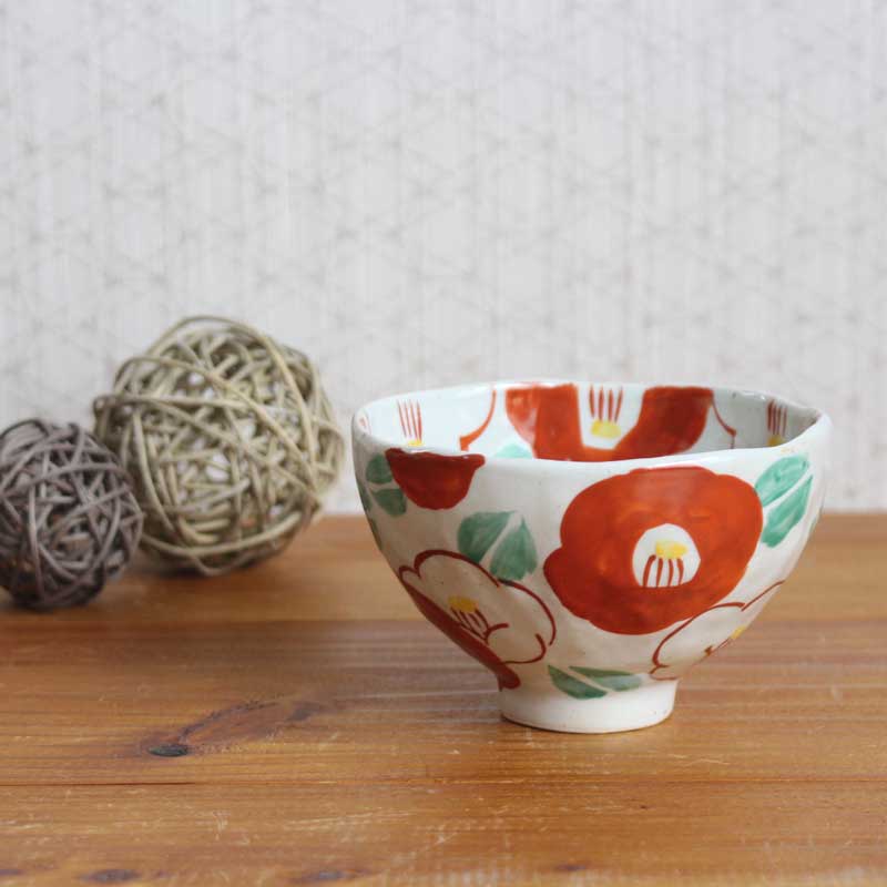 楽天市場】【赤絵ツバキ 飯碗】瀬戸焼 和食器 食器 茶碗 手描き 赤絵