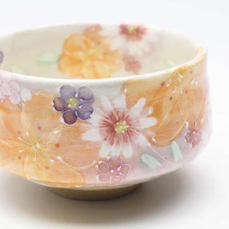 楽天市場】【紅彩京花 抹茶碗（平型）】 抹茶茶碗 お抹茶 茶道具 茶器