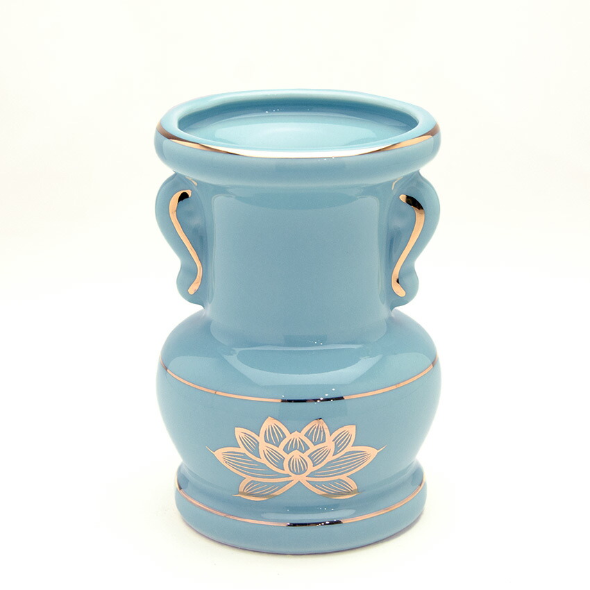 楽天市場】花瓶 青磁上金蓮 大玉仏花 花立 3.5寸 陶器製 青磁色 3.5号