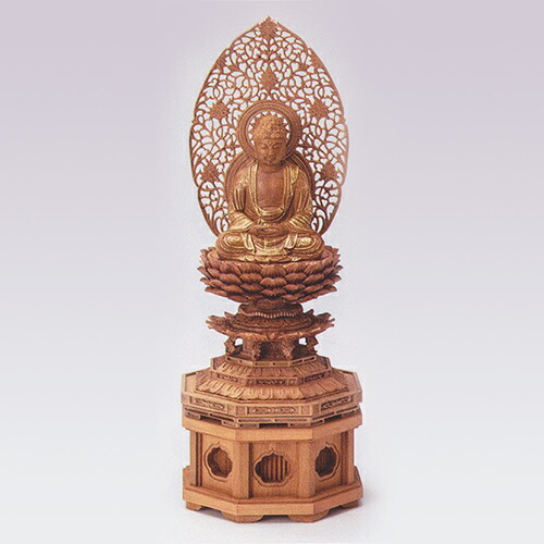 楽天市場】仏像 総白檀 新八角台上彫 金レイ付 寸法は増台を含んだ高さ