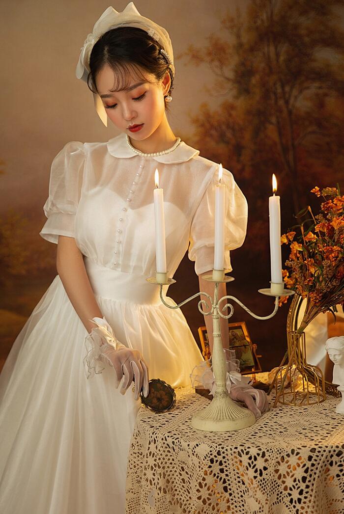 楽天市場】ウエディングドレス ウェディングドレス レトロ オードリー