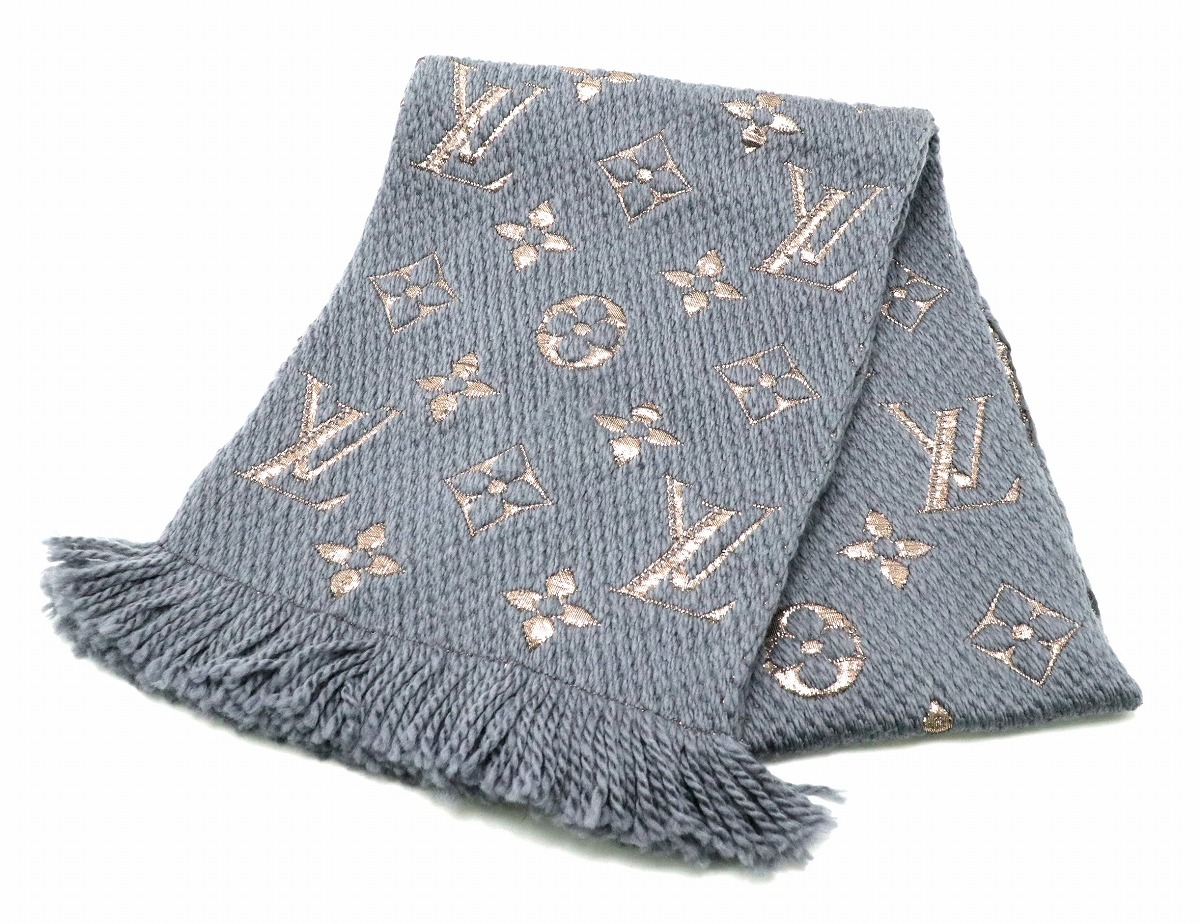 LOUIS VUITTON ライトブルー ストール LOUIS VUITTON モノグラム