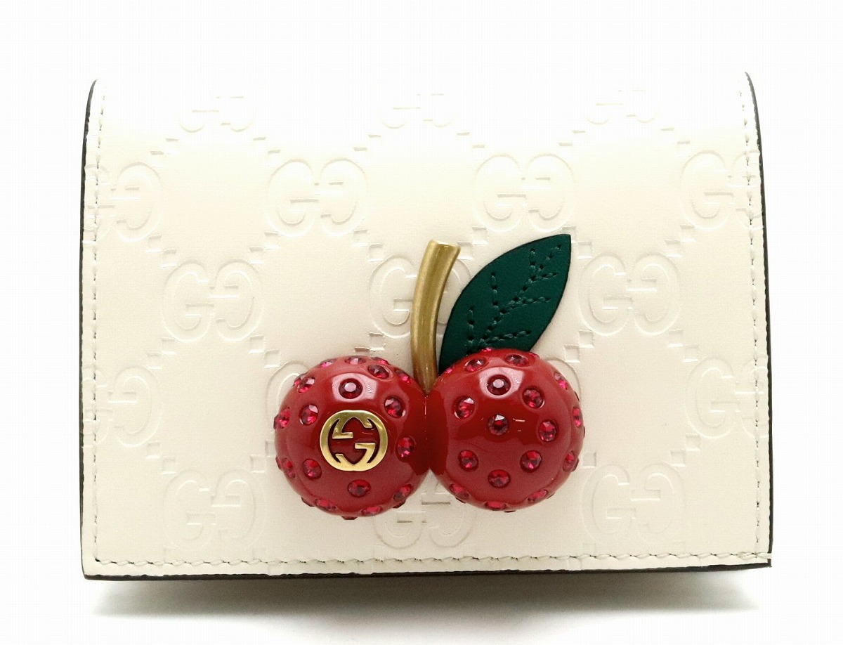 楽天市場】【未使用品】GUCCI グッチ グッチシマ チェリー 2つ折財布