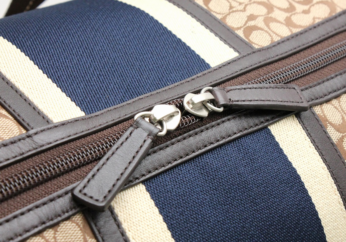 COACH コーチ ミニシグネチャー ストライプ ボストンバッグ F70770