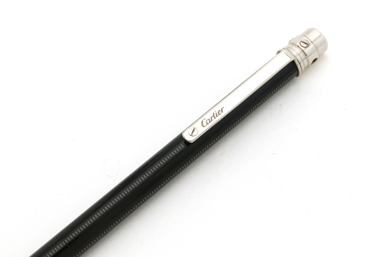 美品カルティエビンテージツイスト式マストボールペンシルバー 黒