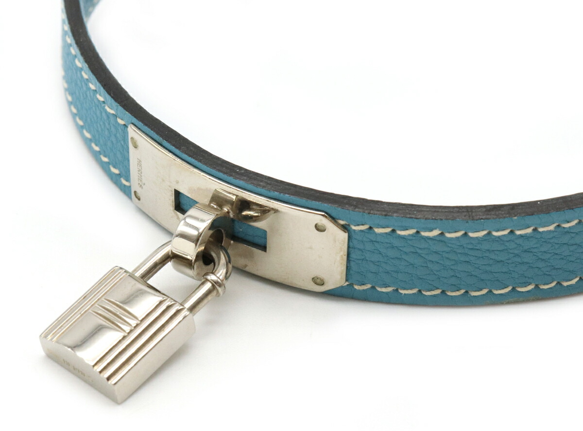 新品 HERMES エルメス ケリー 首輪 犬用 ペット用品 ブルー 箱タグ付